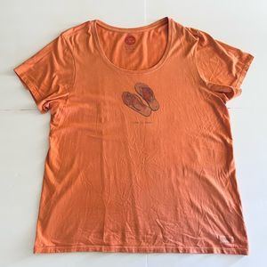 Life is Good Light Orange Flip Flops Beach Scoop Neck Crusher Tee XXL